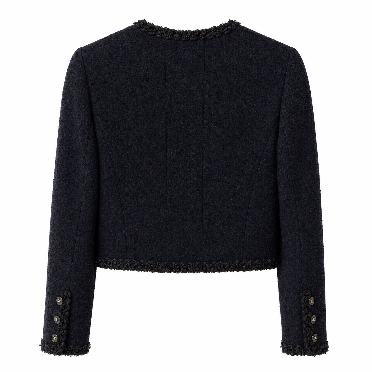 CHANEL - JACKET TWEED BLUE BUTTONS CC LOGO SIZE 38 FR