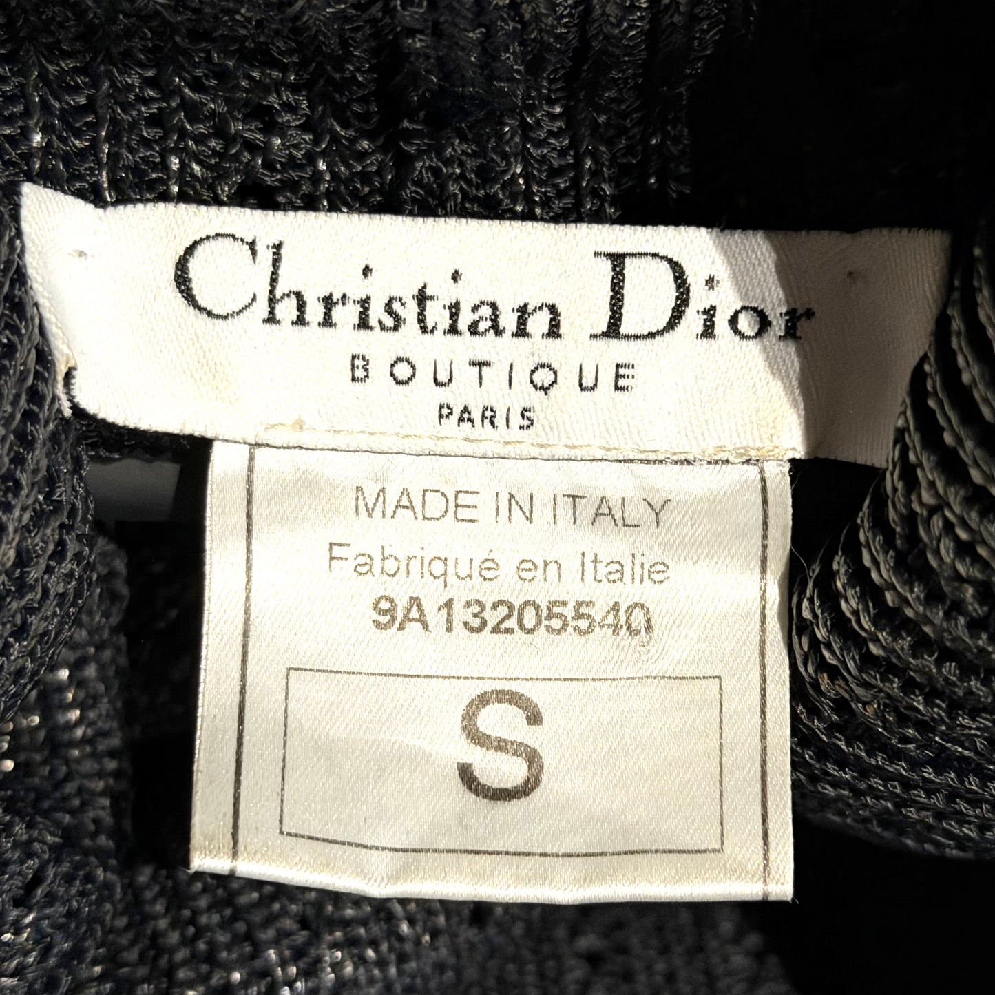 DIOR - SWEATER BLACK OPENWORK GLOSSY AND BATWING SLEEVES SIZE S