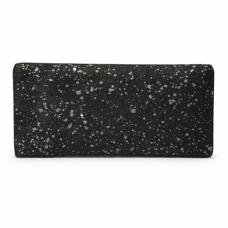SAINT LAURENT - POUCH KATE MONOGRAM BLACK WITH SILVER SPLATTER EFFECT