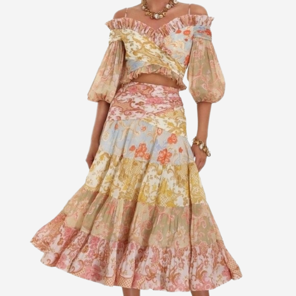 ZIMMERMANN - SET TOP AND SKIRT MULTICOLOR SIZE 2