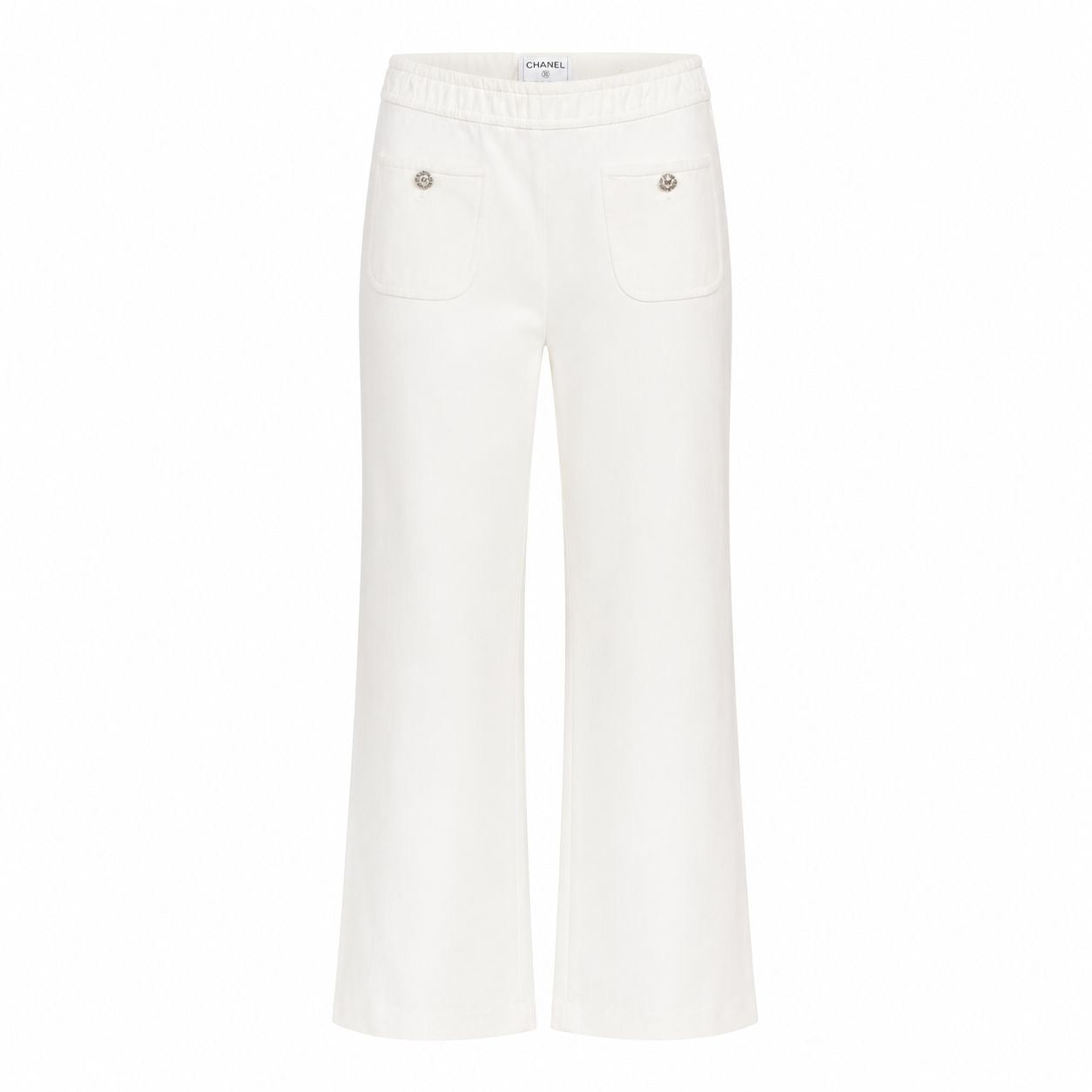 CHANEL - TROUSERS WHITE WIDE-LEG SIZE 40 FR