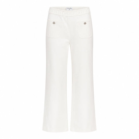 CHANEL - TROUSERS WHITE WIDE-LEG SIZE 40 FR