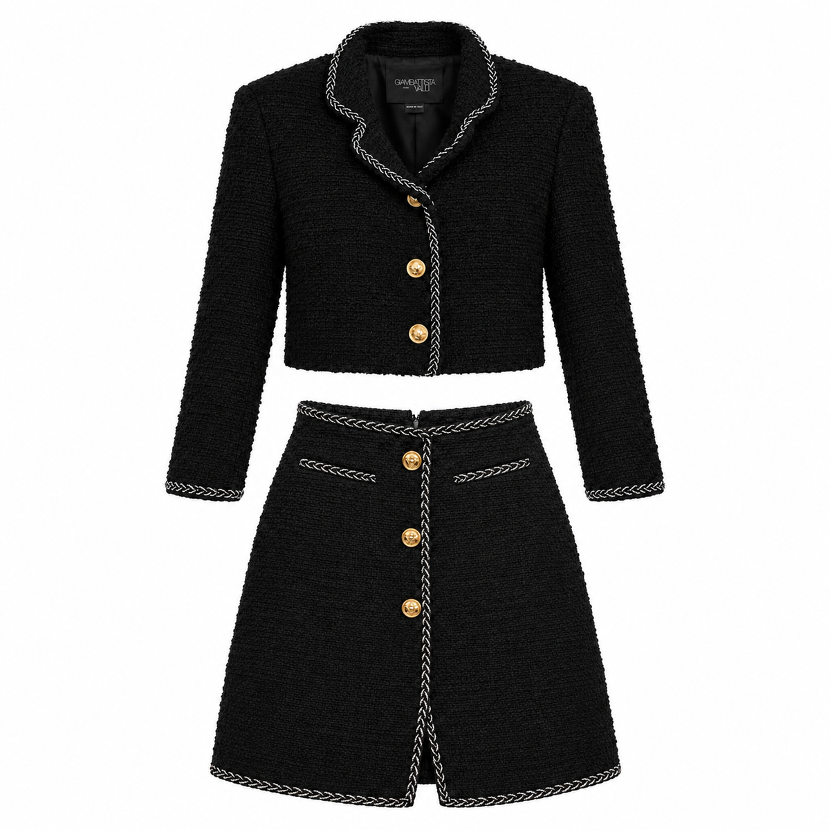 GIAMBATTISTA VALLI - SET JACKET & SKIRT TWEED BLACK SIZE 40 IT