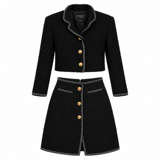 GIAMBATTISTA VALLI - SET JACKET & SKIRT TWEED BLACK SIZE 40 IT