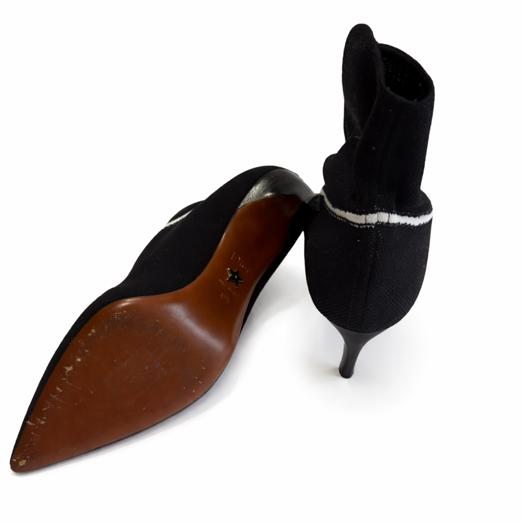 DIOR - BOOTIES BLACK TECHNICAL FABRIC WHITE DETAIL SIZE 37,5 EU