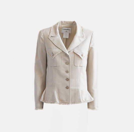 CHANEL - BLAZER BEIGE SILK SIZE 38 FR
