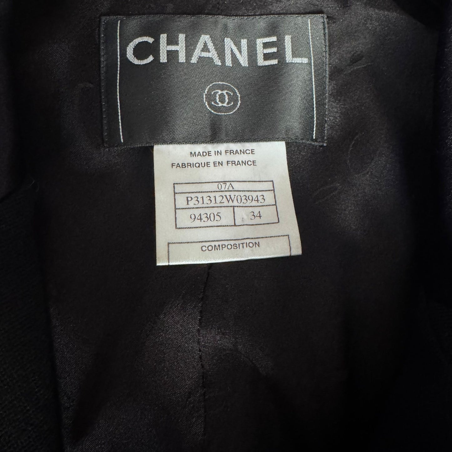 CHANEL - COAT BLACK WOOL WITH SILK DETAILS SIZE 34 FR