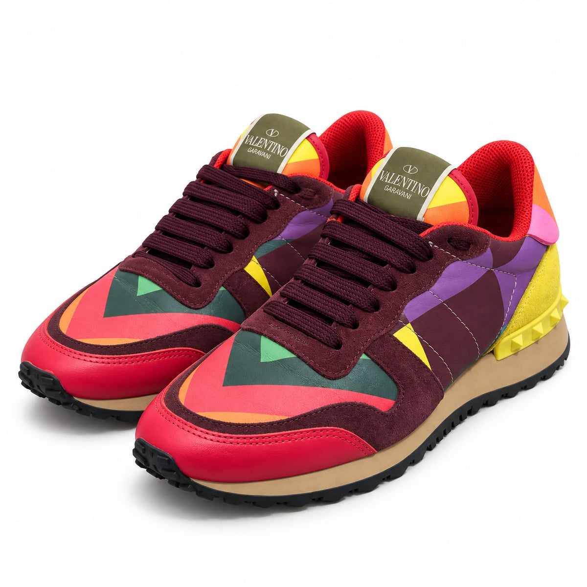 VALENTINO – SNEAKERS IN MULTICOLOURED LEATHER AND SUEDE SIZE 36 EU