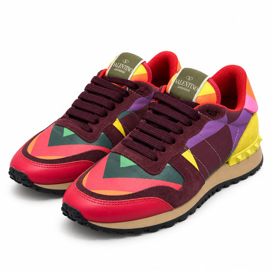 VALENTINO – SNEAKERS IN MULTICOLOURED LEATHER AND SUEDE SIZE 36 EU