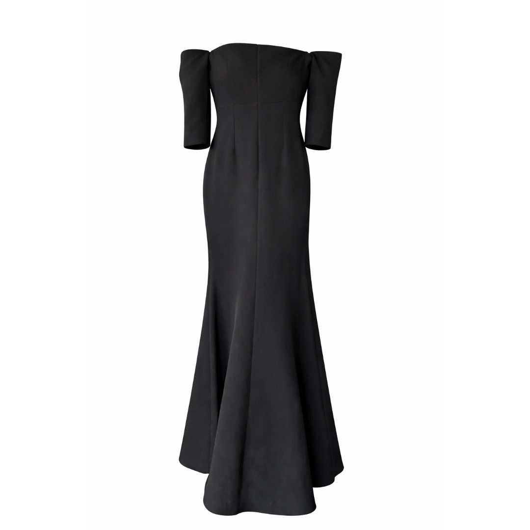 SAFIYAA - LONG DRESS BLACK WITH WHITE FLOWERS SIZE 46 FR