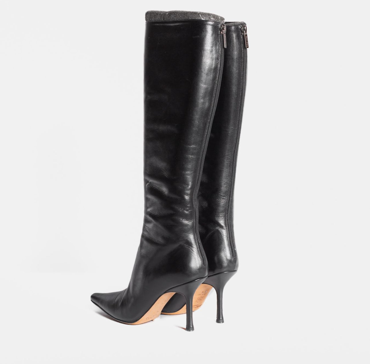 JIMMY CHOO - HIGH BOOTS BLACK LEATHER SIZE 37,5 EU