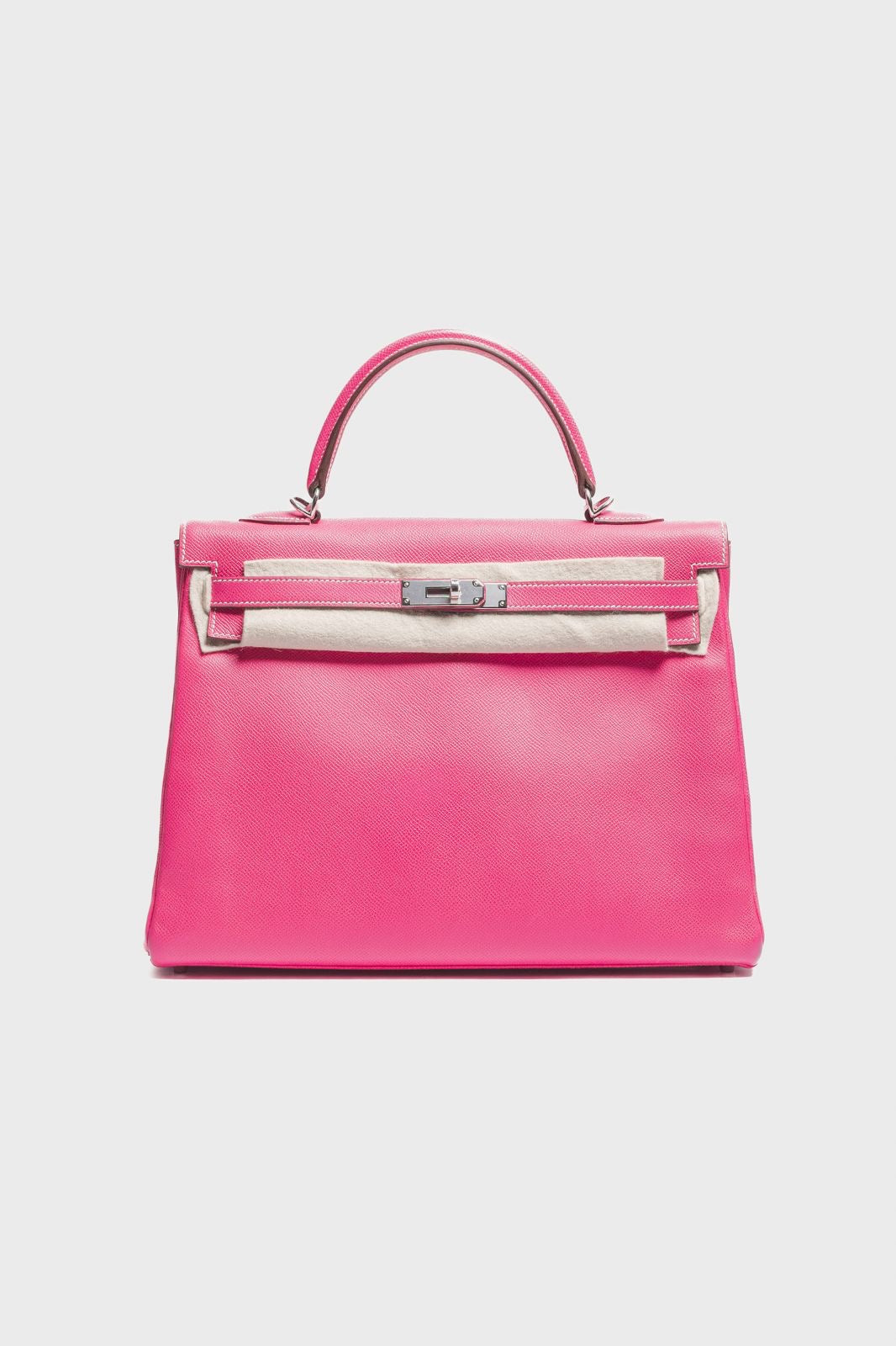 HERMÈS - *RARE* KELLY 35 EPSOM LEATHER ROSE TYRIEN SILVER HARDWARE