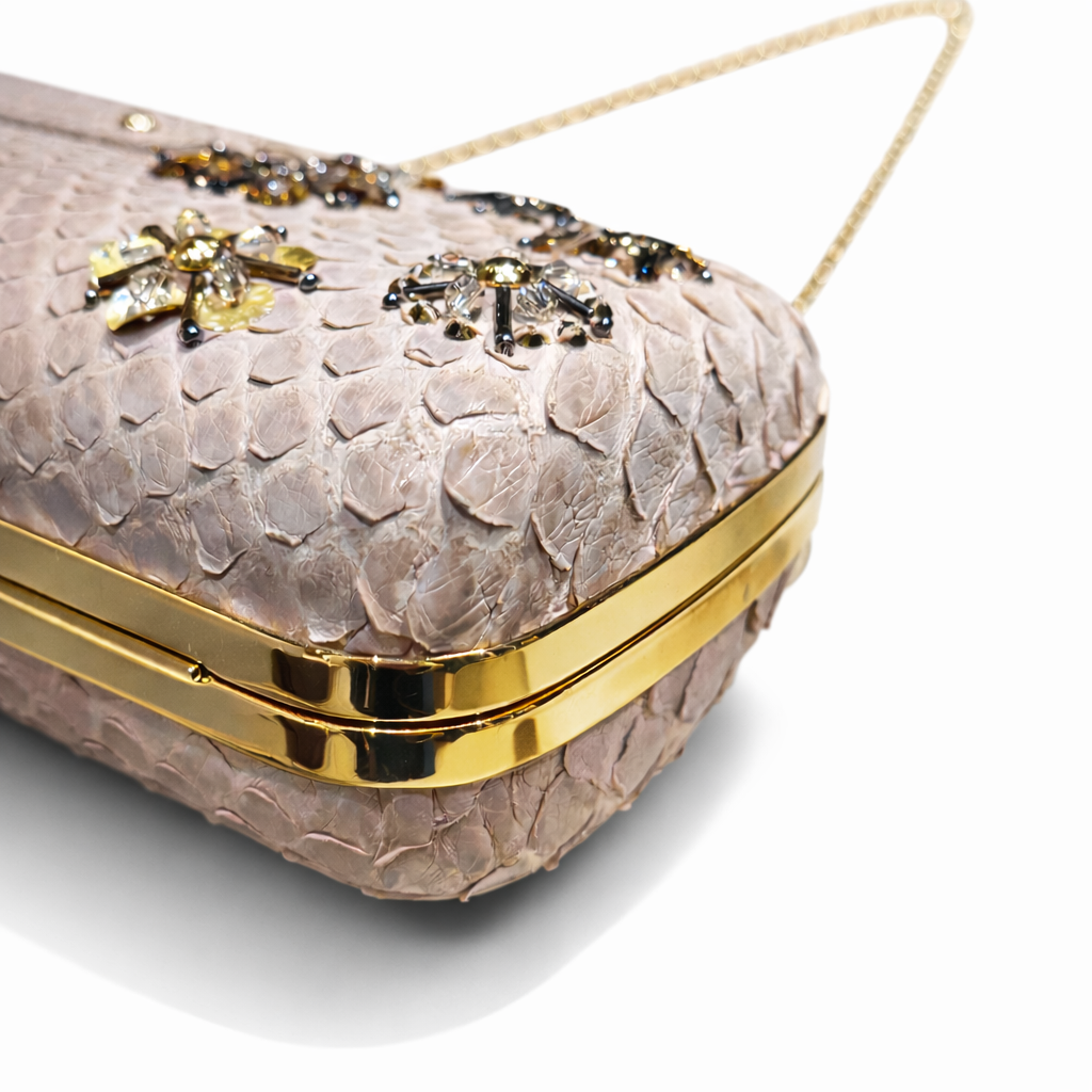 LOUIS VUITTON - *RARE* POCHETTE PINK PYTHON WITH EMBROIDERY