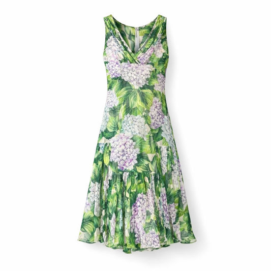 DOLCE & GABBANA - DRESS HYDRANGEA PRINT SILK CHIFFON SLEEVELESS SIZE 40 IT