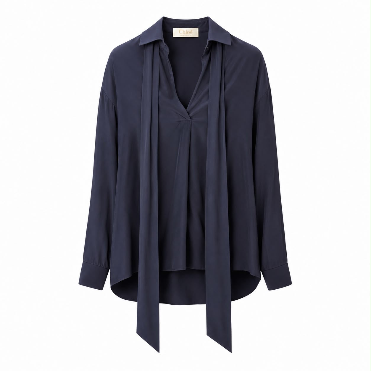 CHLOÉ - SET SHIRT AND MAXI SKIRT NAVY BLUE SIZE 34 FR