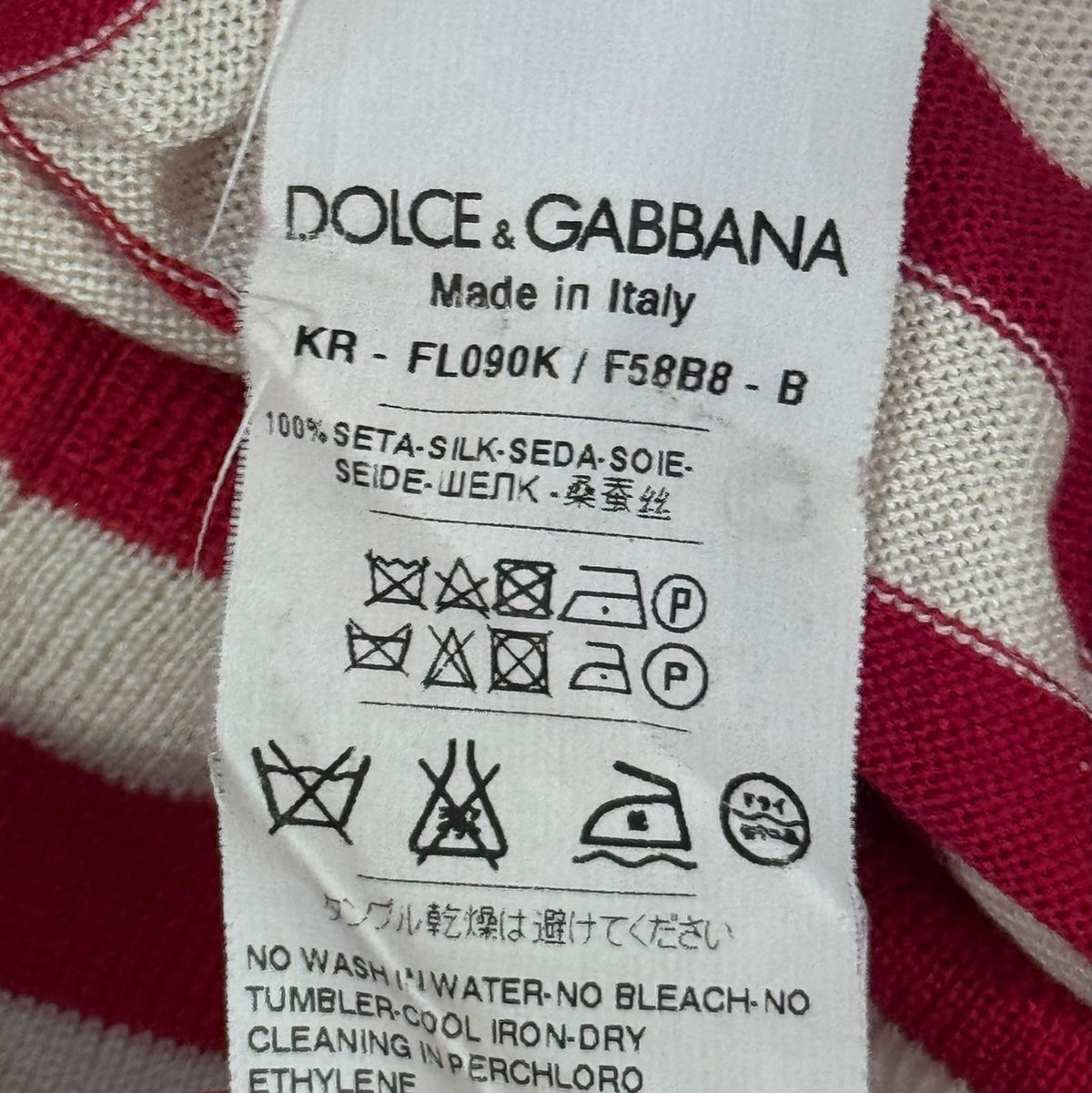 DOLCE & GABBANA - SWEATER KNIT SILK STRIPED RED & WHITE SIZE 40 IT