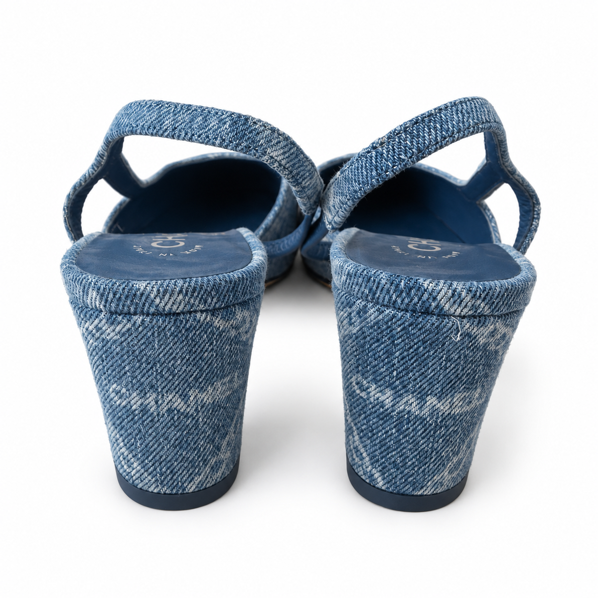 CHANEL - *NEW* SLINGBACK PUMPS BLUE DENIM LOGO CC LOGO SIZE 36,5 EU