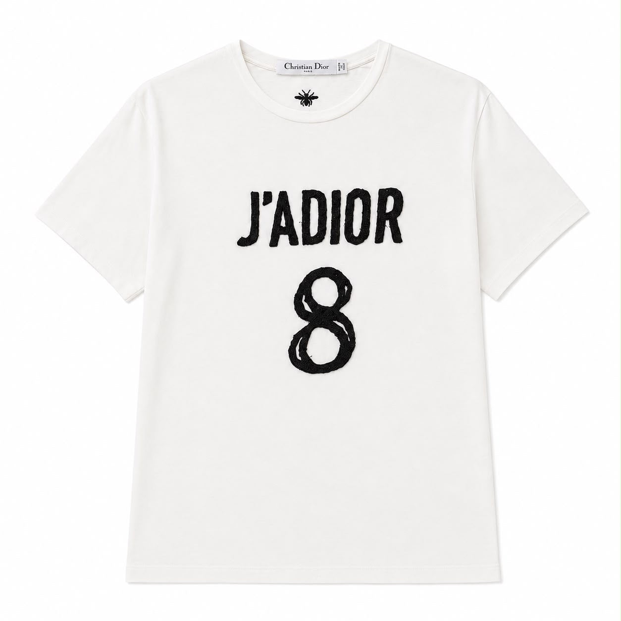 DIOR - T-SHIRT J’ADIOR 8 WHITE WITH BLACK EMBELLISHMENT SIZE M