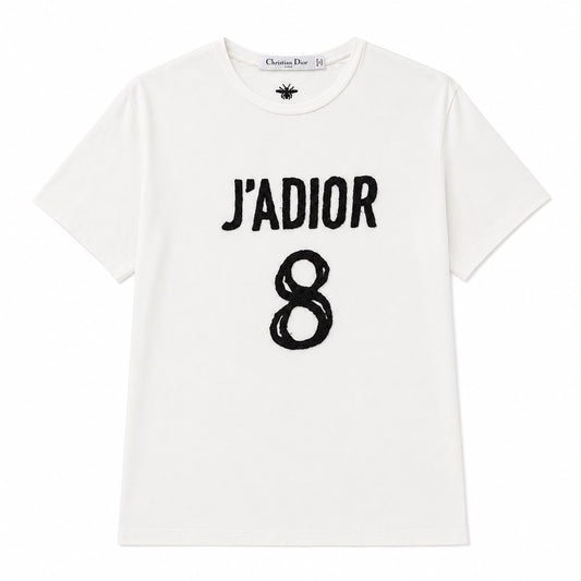 DIOR - T-SHIRT J’ADIOR 8 WHITE WITH BLACK EMBELLISHMENT SIZE M