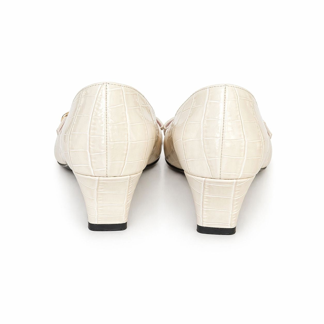 VALENTINO GARAVANI - PUMPS BOWOW 45 IN CREAM CROC-EFFECT CALFSKIN SIZE 40 EU