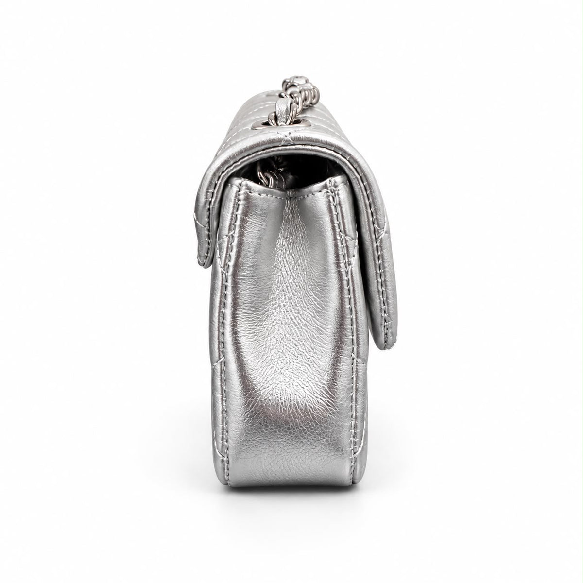 CHANEL - *NEW* BAG CLASSIC FLAP MINI SILVER LAMBSKIN SILVER HARDWARE