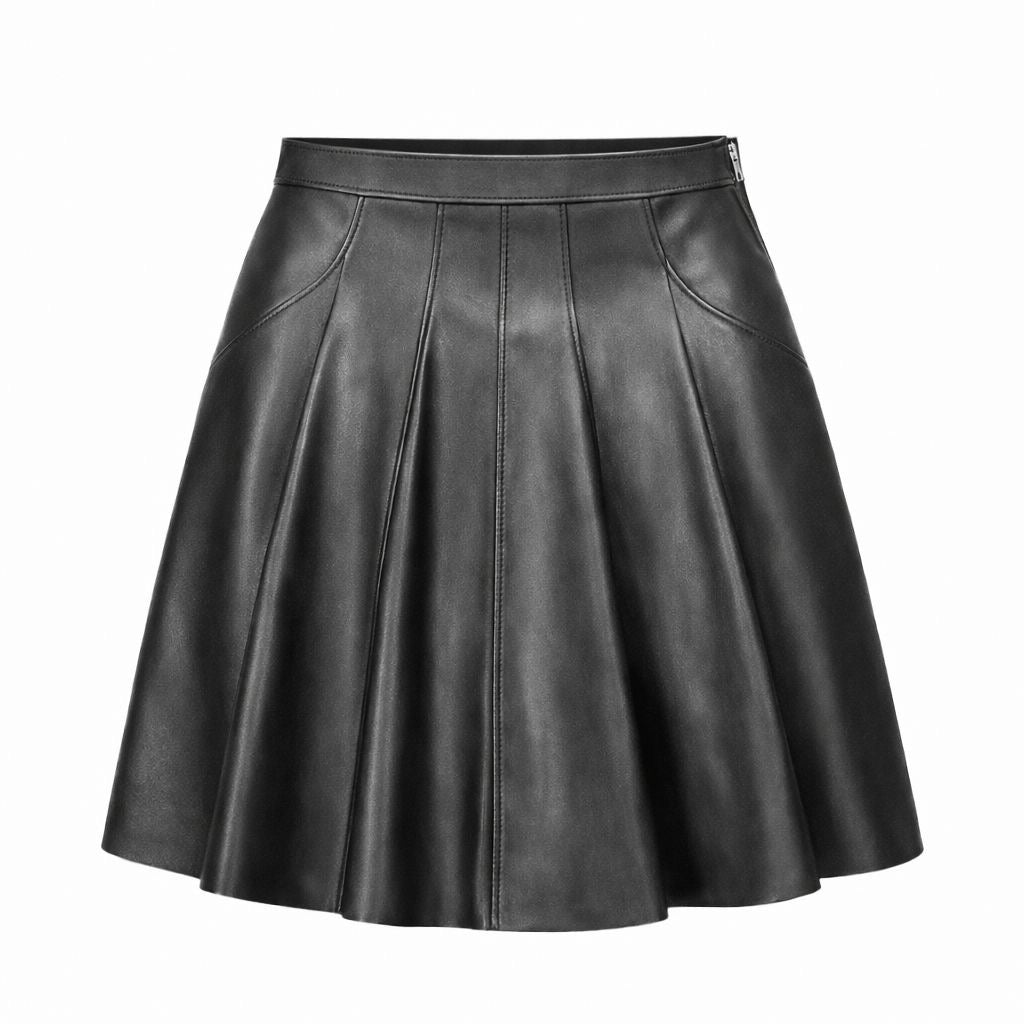 MIU MIU - *BRAND NEW* SKIRT MIDI BLACK LAMBSKIN SIZE 40 IT