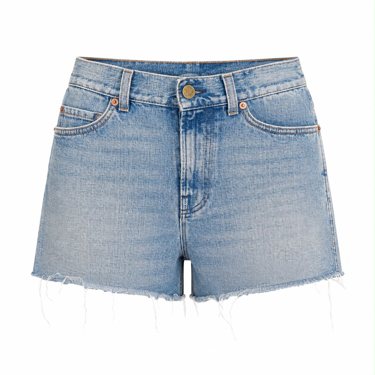 GUCCI - SHORT DENIM LIGHT BLUE LOGO AND STRAWBERRY EMBROIDERY SIZE 25