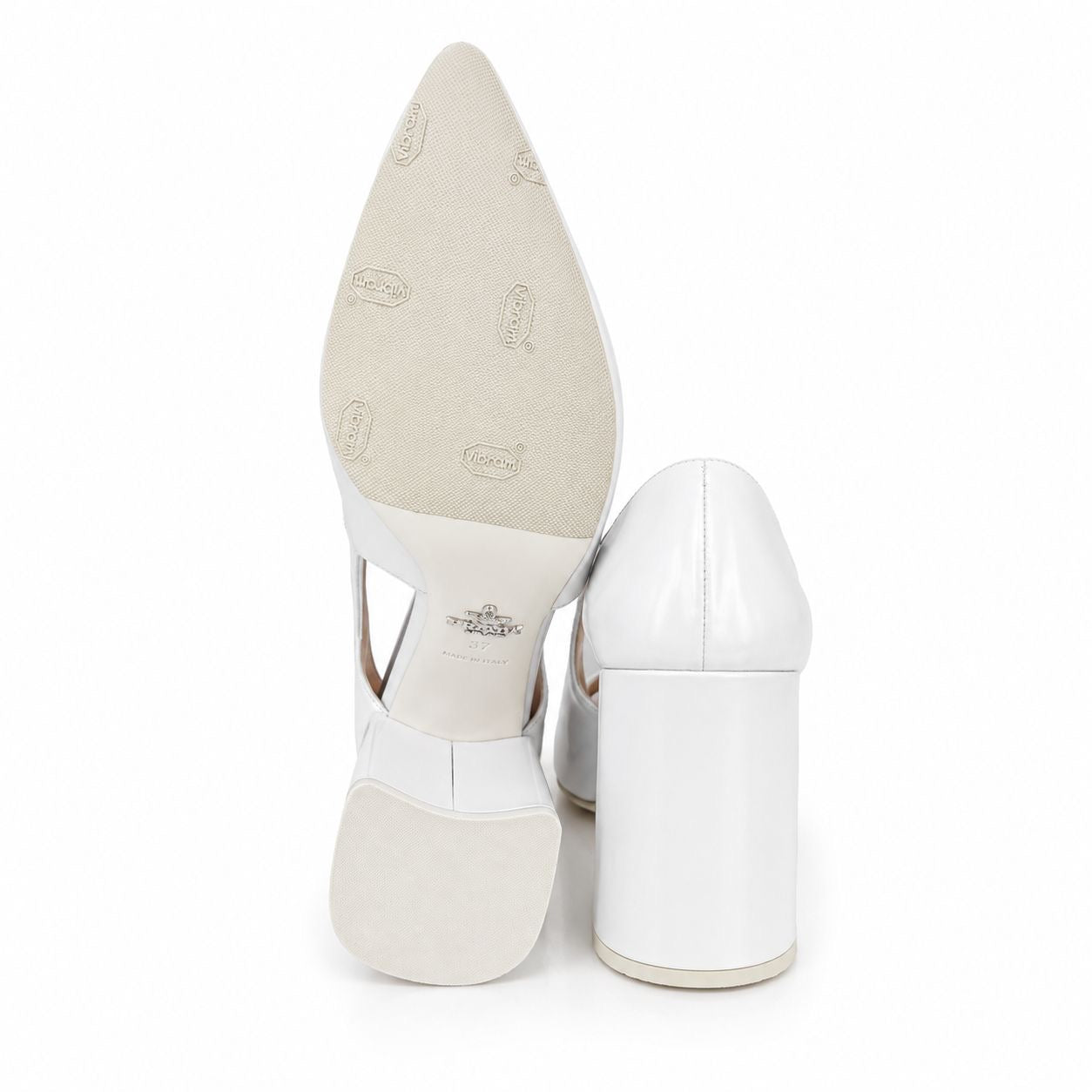 PRADA - PUMPS MARY JANE WHITE LEATHER SIZE 37 EU