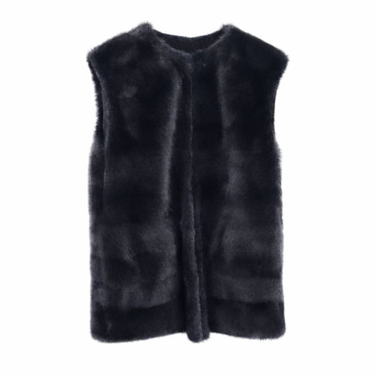 DIOR - VEST REVERSIBLE MINK AND LAMBKIN BLUE SIZE 36 FR