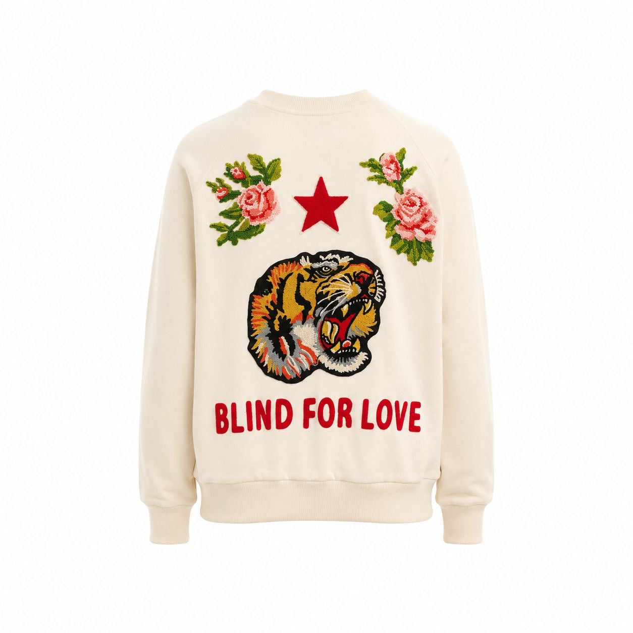 GUCCI - SWEATSHIRT OFF-WHITE LOGO & BLIND FOR LOVE TIGER HEAD SIZE S