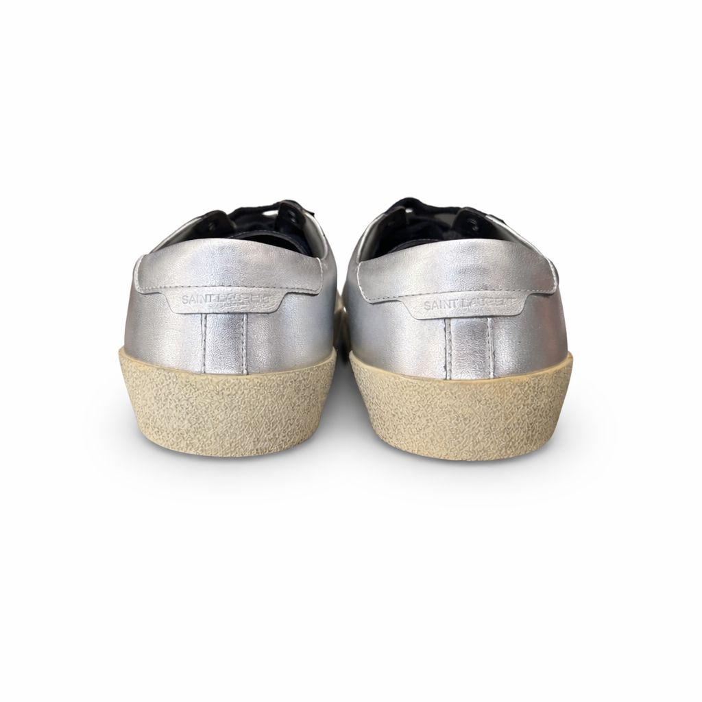 SAINT LAURENT - SNEAKERS COURT CLASSIC SL/06 SILVER LEATHER SIZE 41 EU