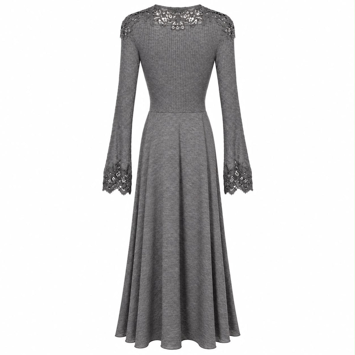 ERMANNO SCERVINO - LONG DRESS  KNIT GREY ALPACA & WOOL SIZE 40 IT