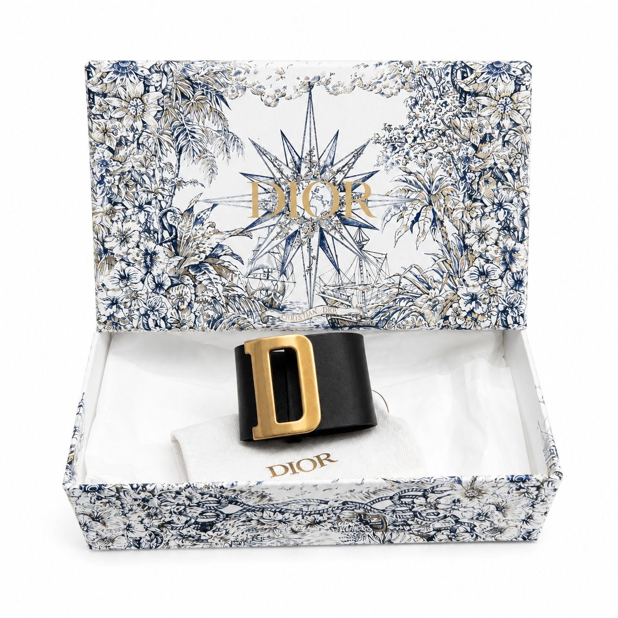 DIOR - *NEW* BRACELET DIORQUAKE BLACK LEATHER GOLD HARDWARE