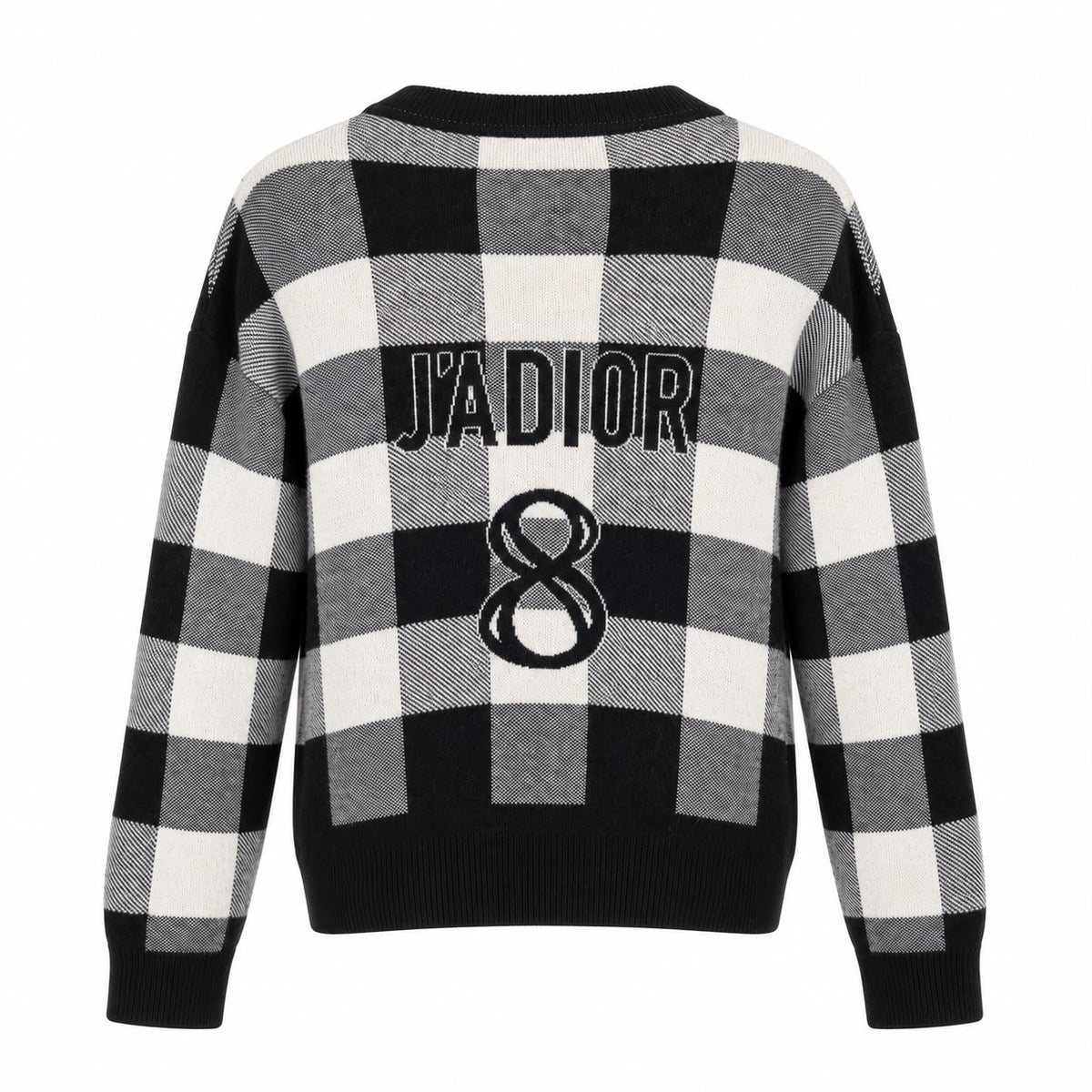 DIOR - SWEATER CASHMERE J’ADIOR 8 BLACK & WHITE CHECK SIZE 42 FR