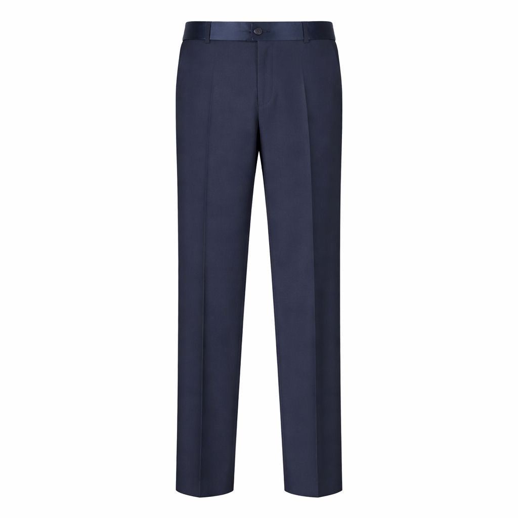 SAINT LAURENT - SUIT SMOKING JACKET AND TROUSERS BLUE WITH SATIN LAPELS SIZE 40 FR / 44 IT