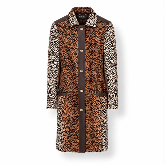 GUCCI - *RARE* COAT LEOPARD PRINT CALF HAIR LEATHER