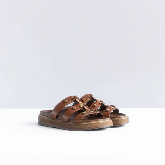CÉLINE - SANDALS TIPPI LEATHER GOLD LOGO SIZE 38 EU