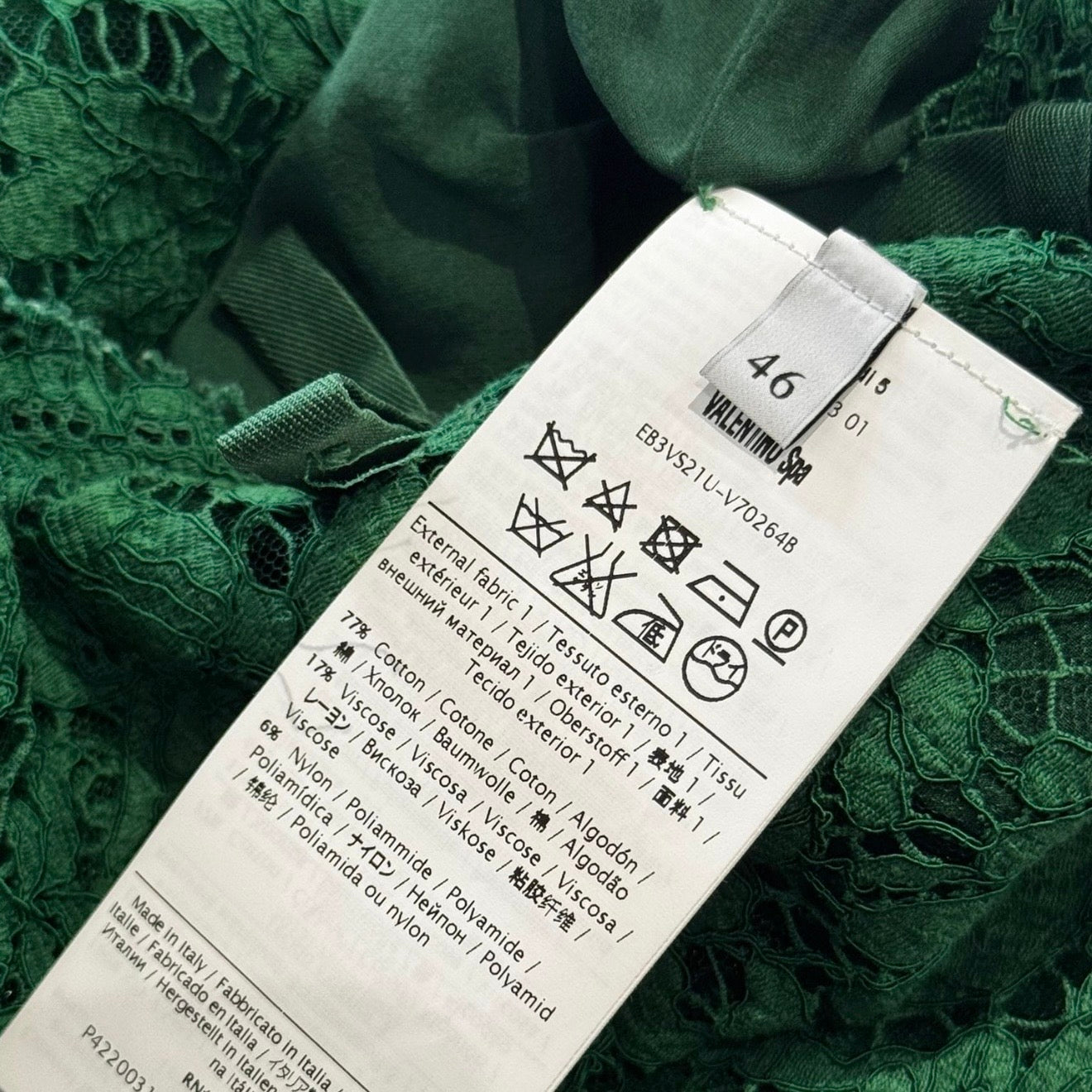 VALENTINO - DRESS GREEN LACE MIDI SIZE 46 IT