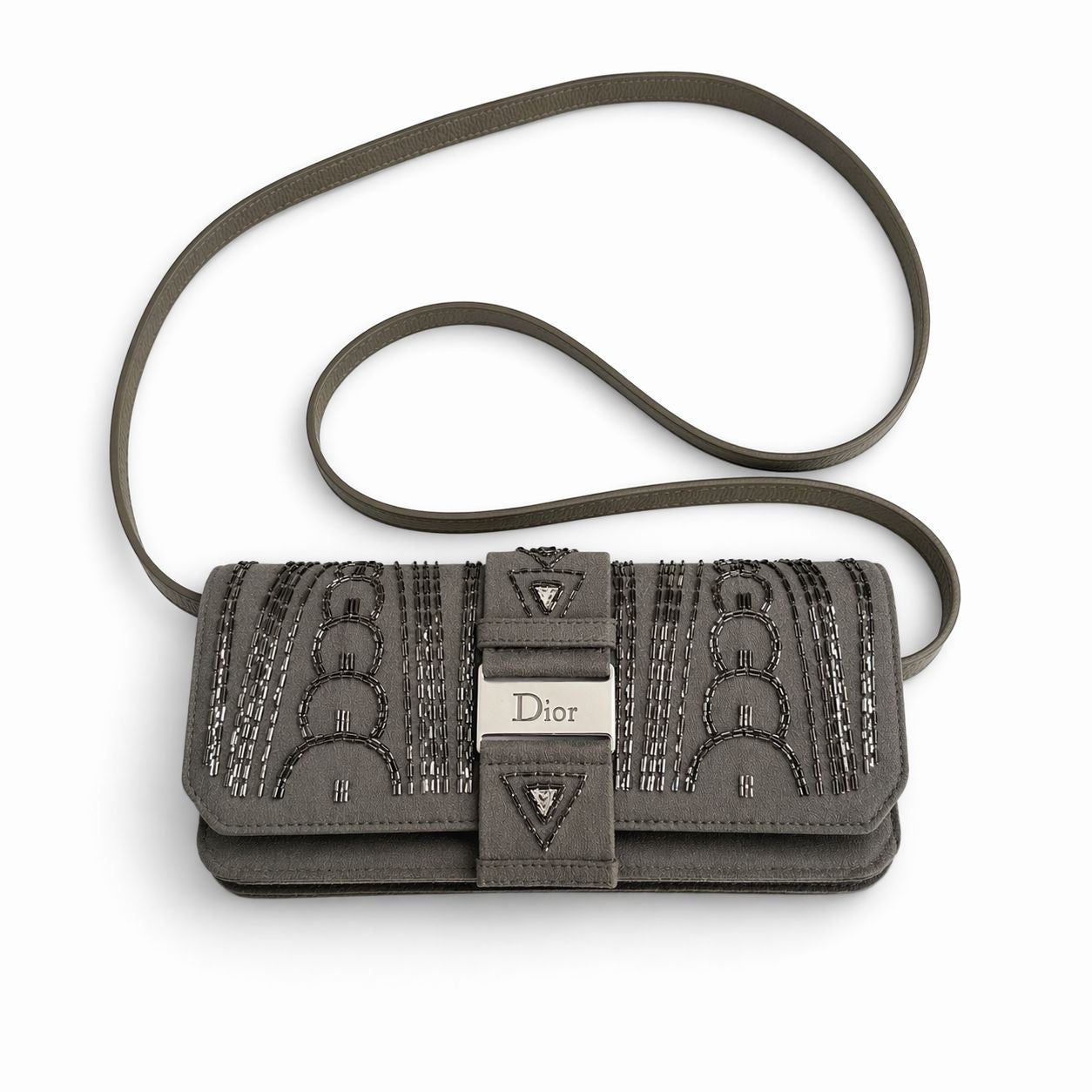 DIOR - *LIMITED AND RARE* VINTAGE BAG GREY FABRIC EMBROIDERED