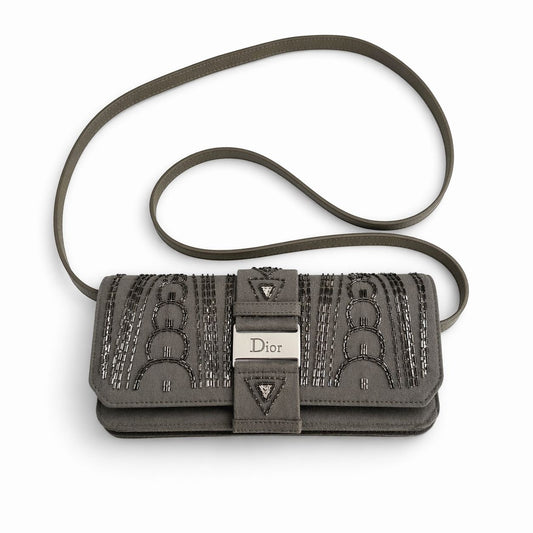 DIOR - *LIMITED AND RARE* VINTAGE BAG GREY FABRIC EMBROIDERED