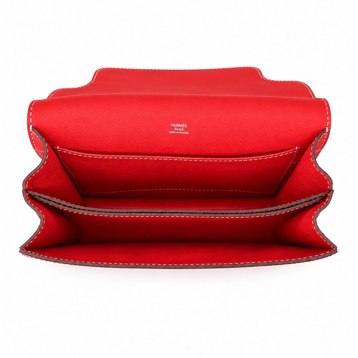 HERMÈS - BAG ROULIS 23 ROUGE CASAQUE EVERCOLOR LEATHER PALLADIUM HARDWARE