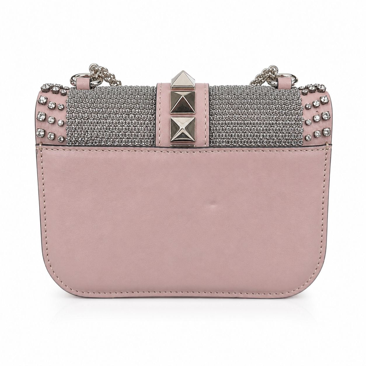 VALENTINO - BAG ROCKSTUD PINK LEATHER SILVER HARDWARE