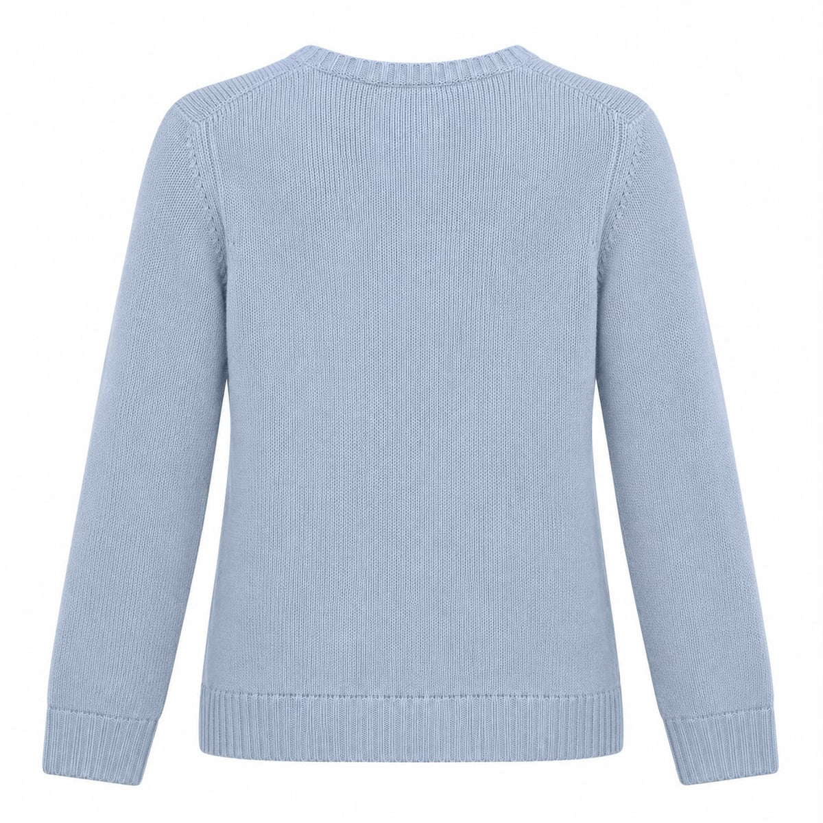 LORO PIANA - SWEATER POWDER BLUE CASHMERE CRYSTAL SNOWFLAKE EMBROIDERY SIZE 40 IT