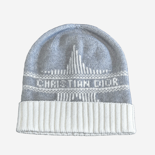 DIOR - BEANIE GREY AND WHITE WOOL/CACHEMIRE