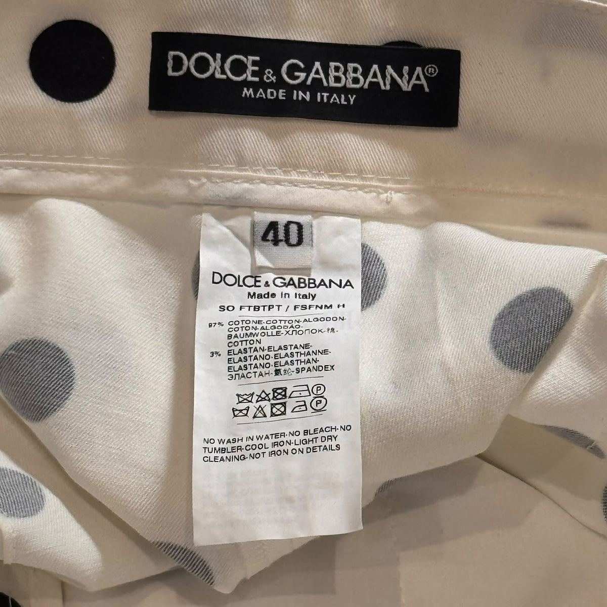 DOLCE & GABBANA - SHORTS HIGH-WAISTED WHITE & BLACK POLKADOTS SIZE 40 IT / 36 FR