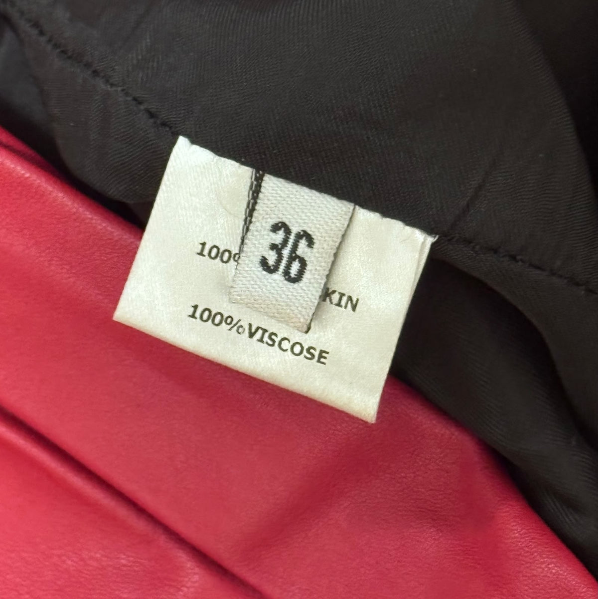 ALEXANDRE VAUTHIER - SKIRT MINI RED LAMBSKIN DRAPED ASYMMETRIC SIZE 36 FR