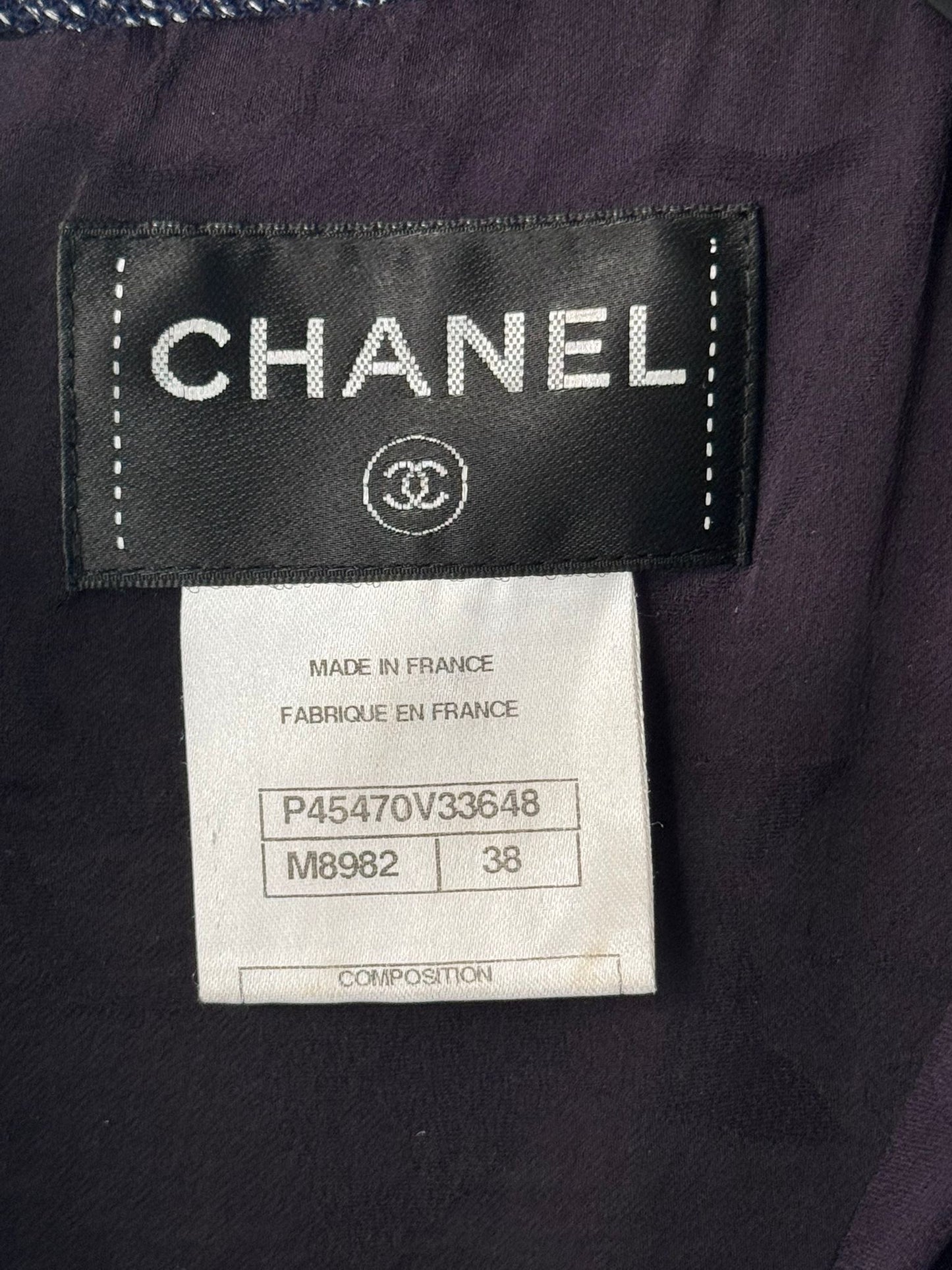 CHANEL - TUNIC SHIRT TWEED BLUE/WHITE SIZE 38 FR