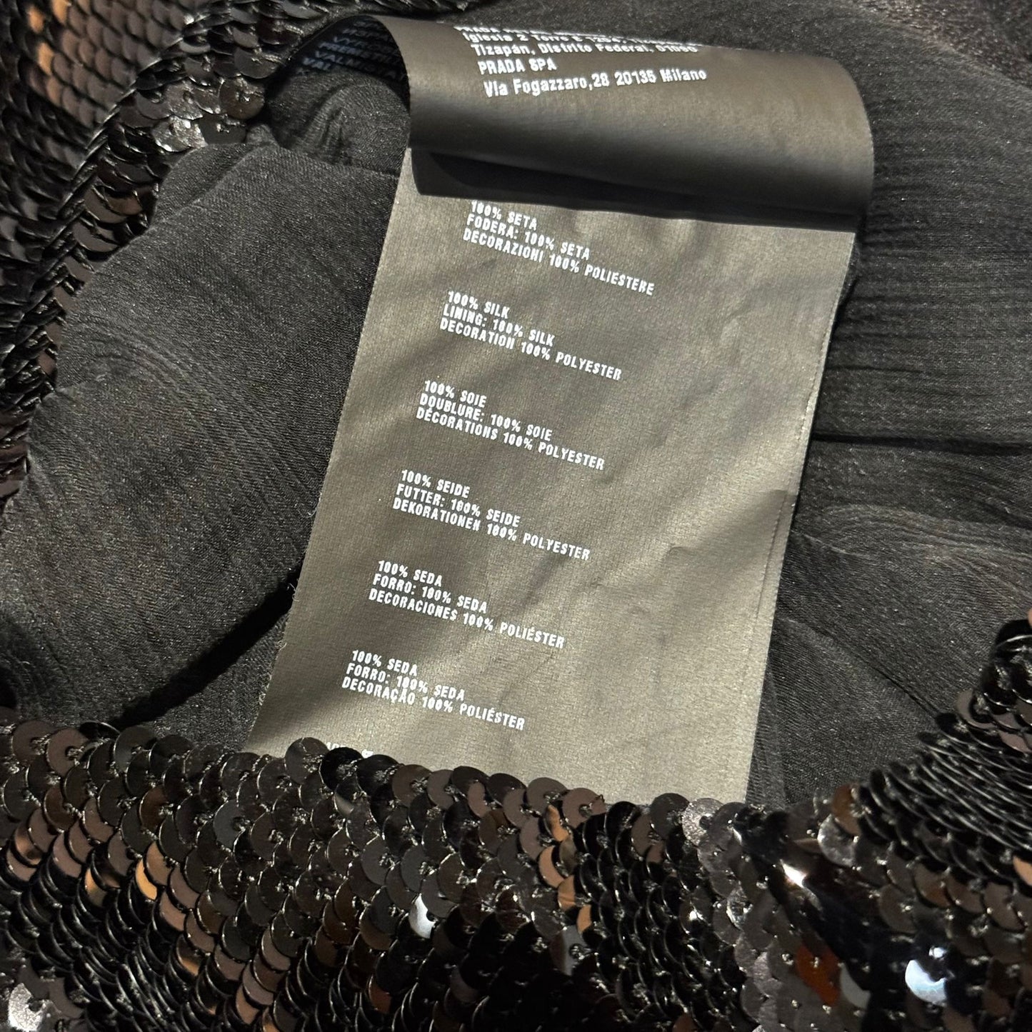 PRADA - DRESS MIDI BLACK SEQUIN SIZE 42 IT