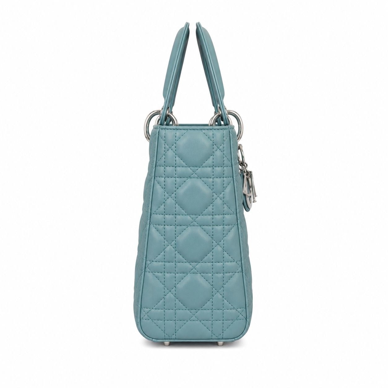DIOR - *NEVER USED* BAG LADY DIOR MEDIUM LAMBSKIN LIGHT BLUE SILVER HARDWARE