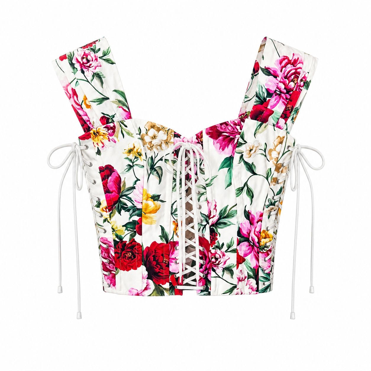 DOLCE & GABBANA - BUSTIER & RUFFLED MINI SKIRT SET FLORAL SIZE 44 IT